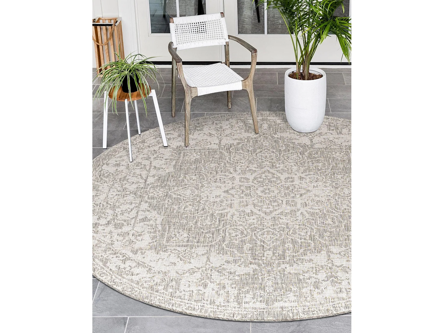 Tapis d'Extérieur 122x122 - Gris - Tulum Classical