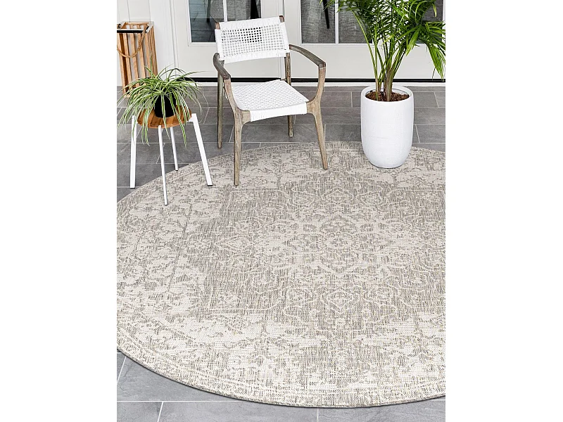 Tapis d'Extérieur 122x122 - Gris - Tulum Classical