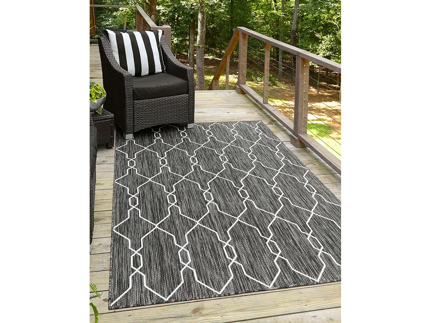 Outdoor Teppich 215x305 - Dunkelgrau - Tulum Fence