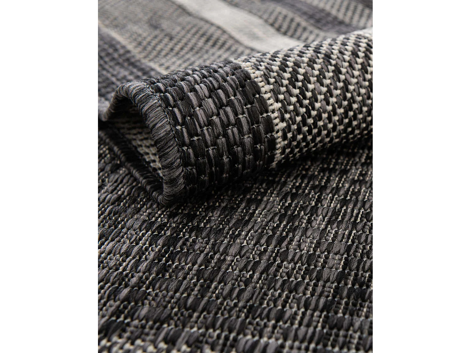 Tapis d'Extérieur 122x122 - Noir - Tulum Border