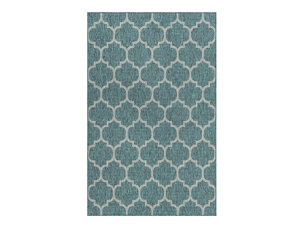 Outdoor Teppich 122x122 - Schwarz - Tulum Border