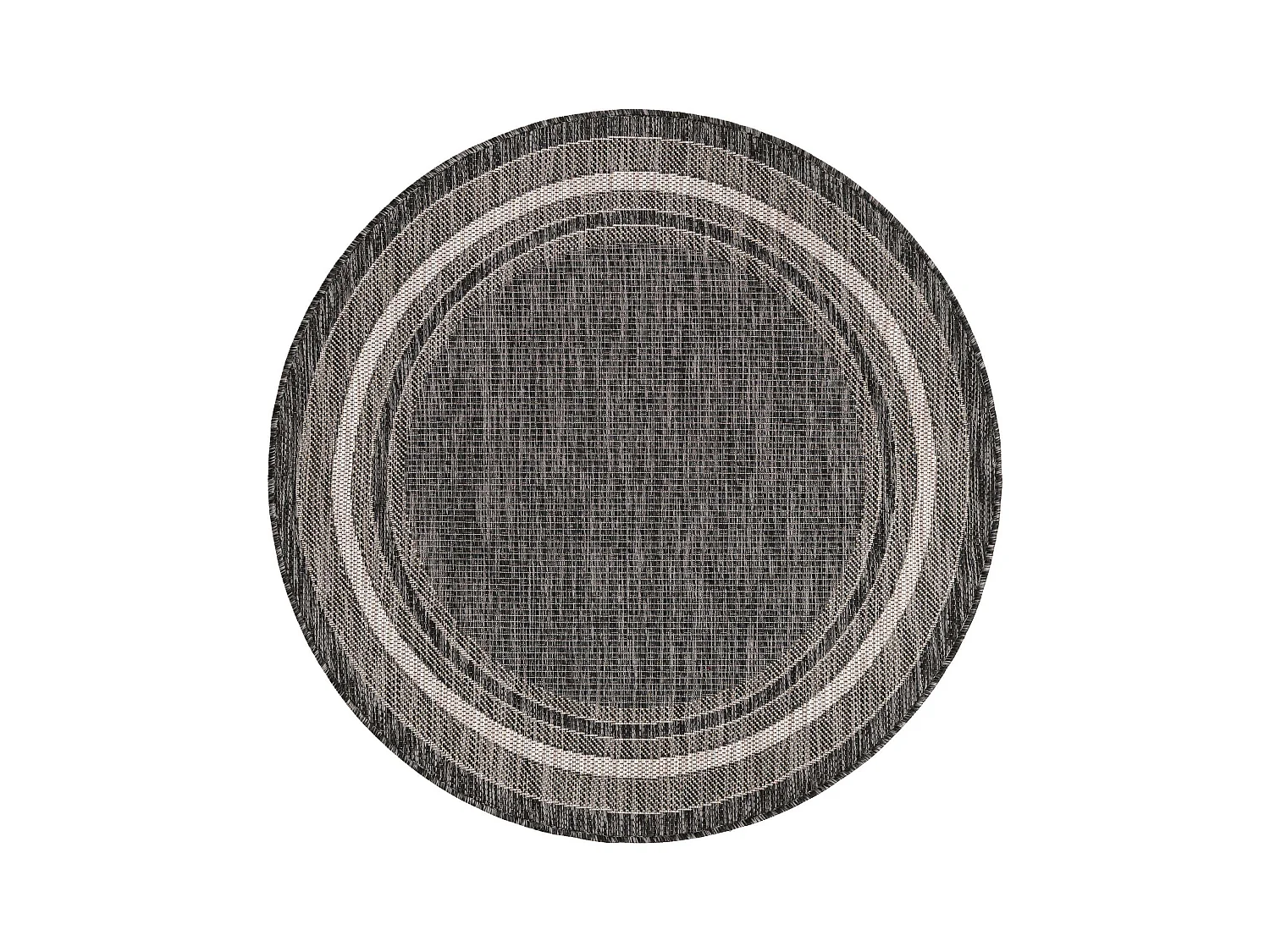 Outdoor Teppich 122x122 - Schwarz - Tulum Border