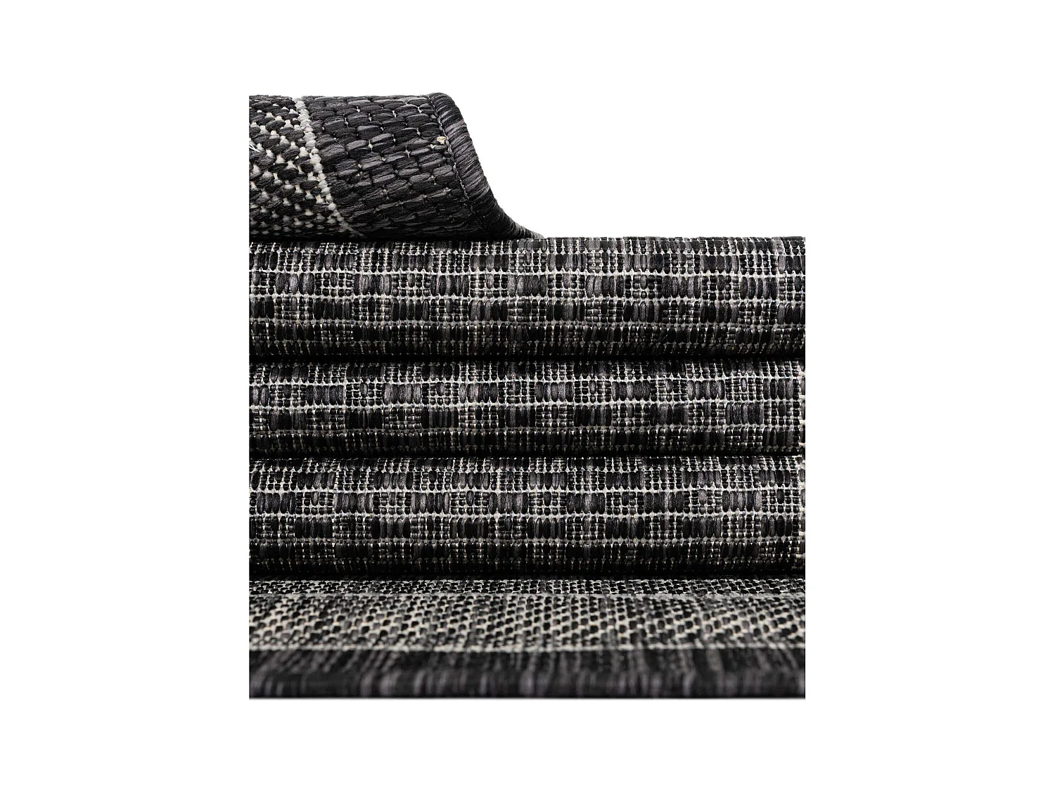 Outdoor Teppich 122x122 - Schwarz - Tulum Border
