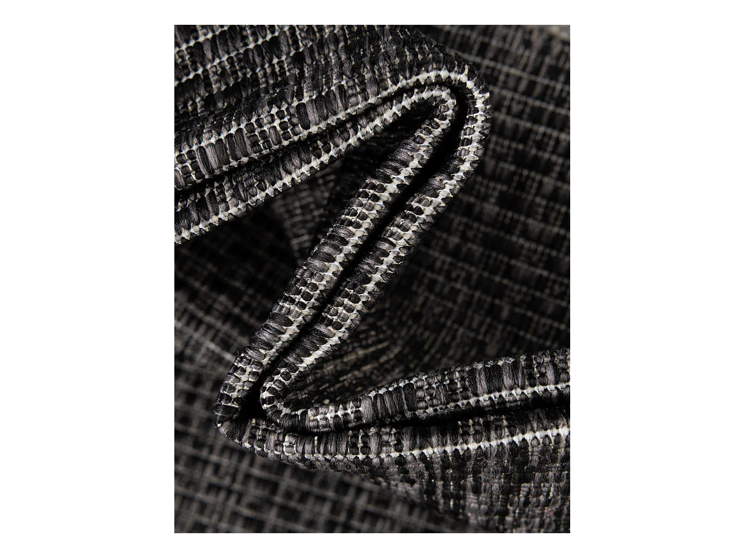 Outdoor Teppich 122x122 - Schwarz - Tulum Border