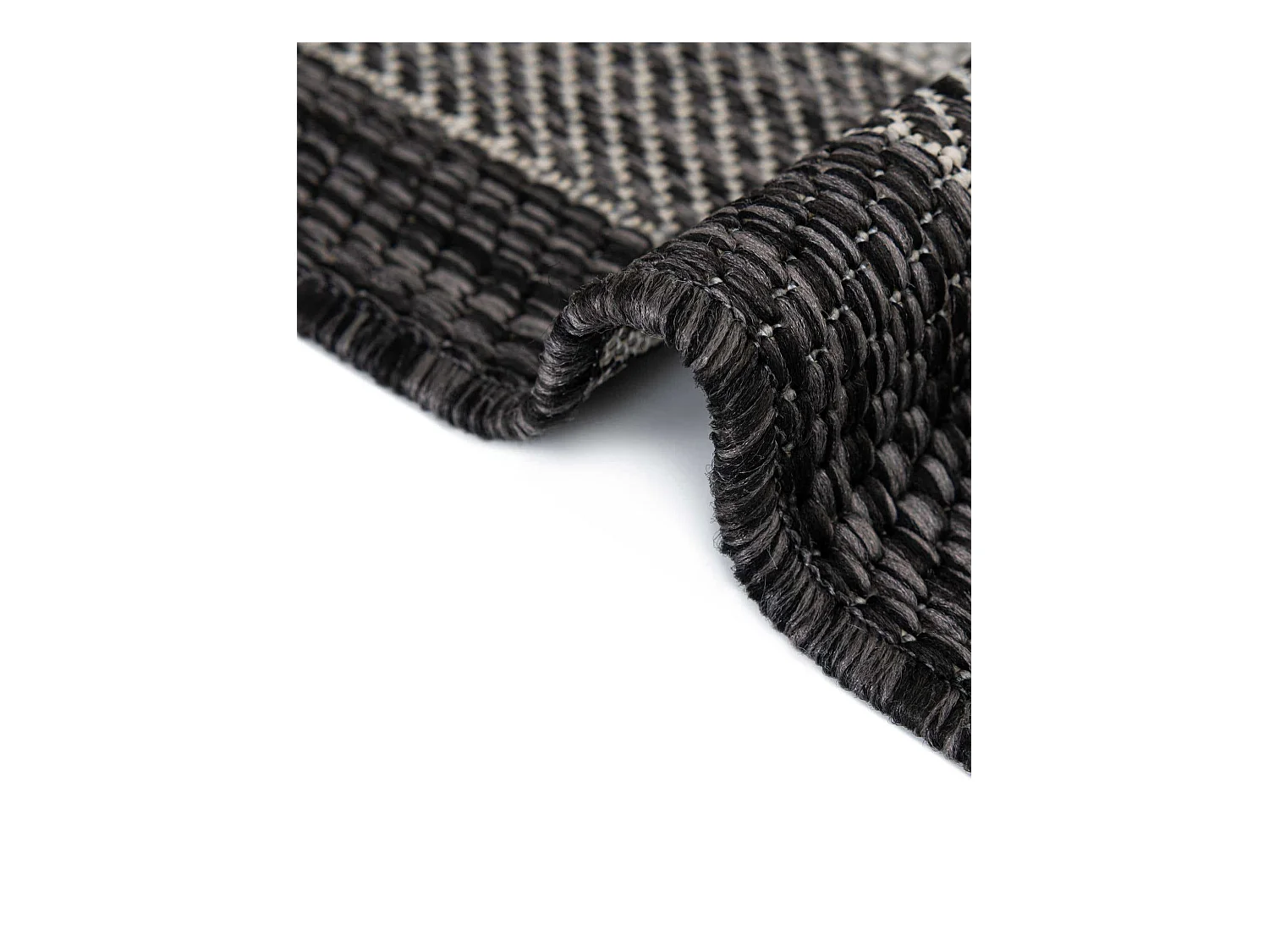 Outdoor Teppich 122x122 - Schwarz - Tulum Border