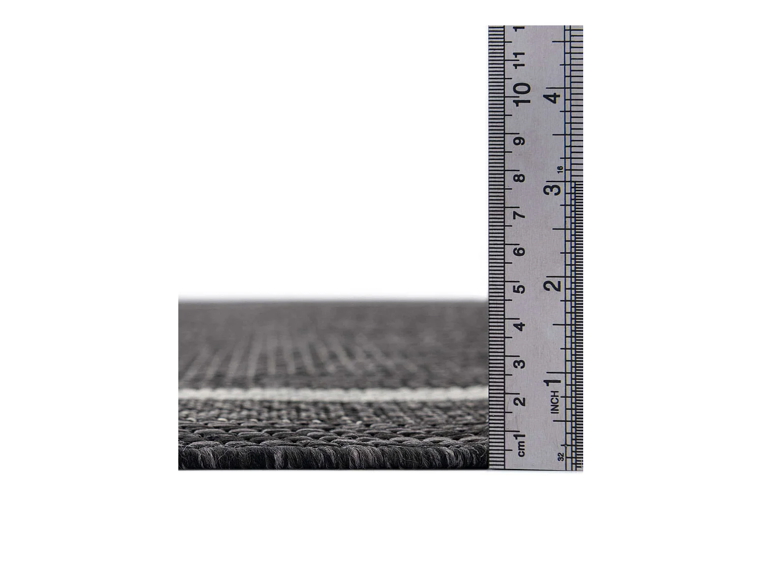 Outdoor Teppich 122x122 - Schwarz - Tulum Border