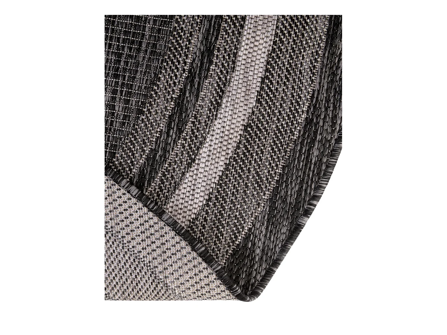 Outdoor Teppich 122x122 - Schwarz - Tulum Border