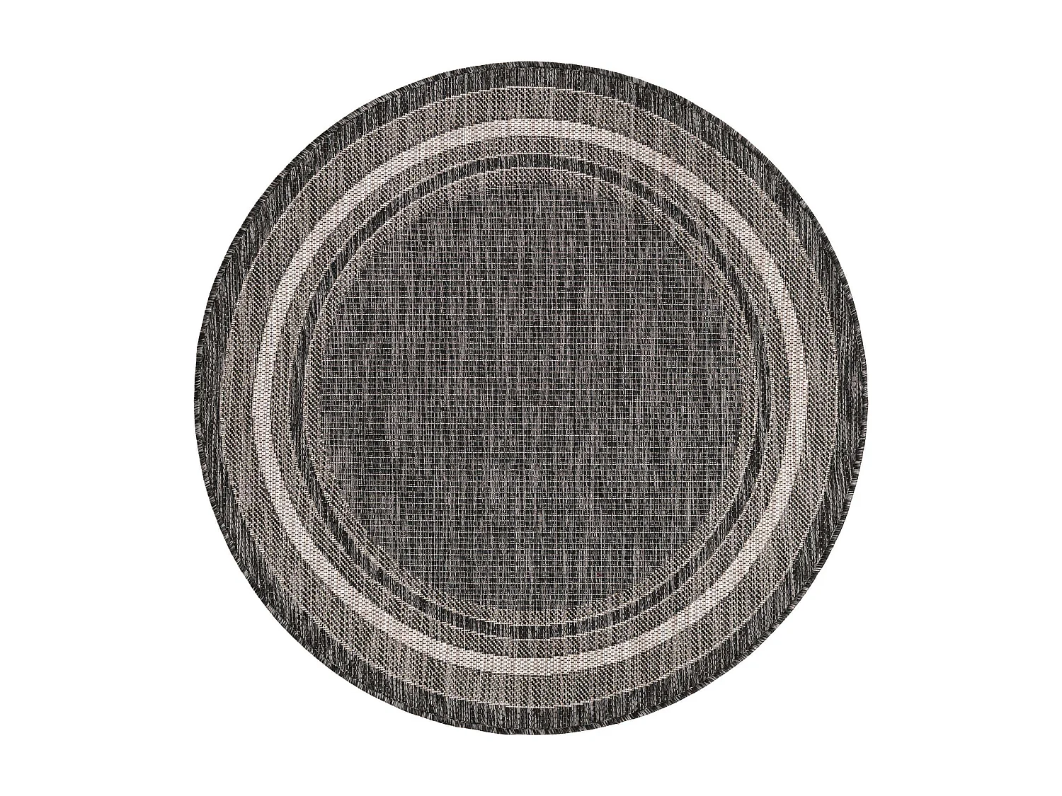 Outdoor Teppich 122x122 - Schwarz - Tulum Border