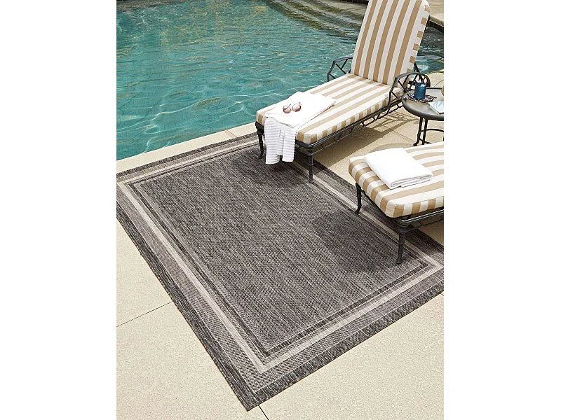 Tapis d'Extérieur 160x245 - Noir - Tulum Border