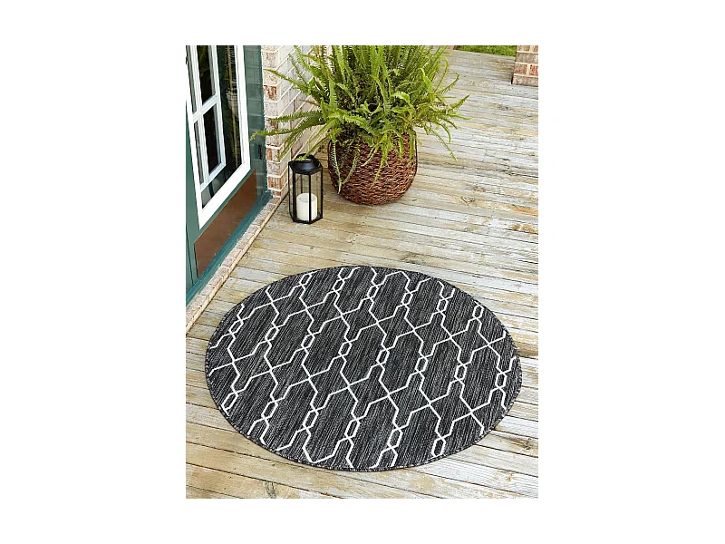 Outdoor Teppich 125x125 - Dunkelgrau - Tulum Fence