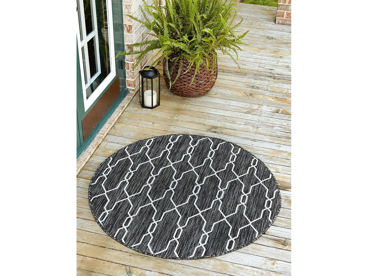 Tapis d'Extérieur 125x125 - Gris foncé - Tulum Fence