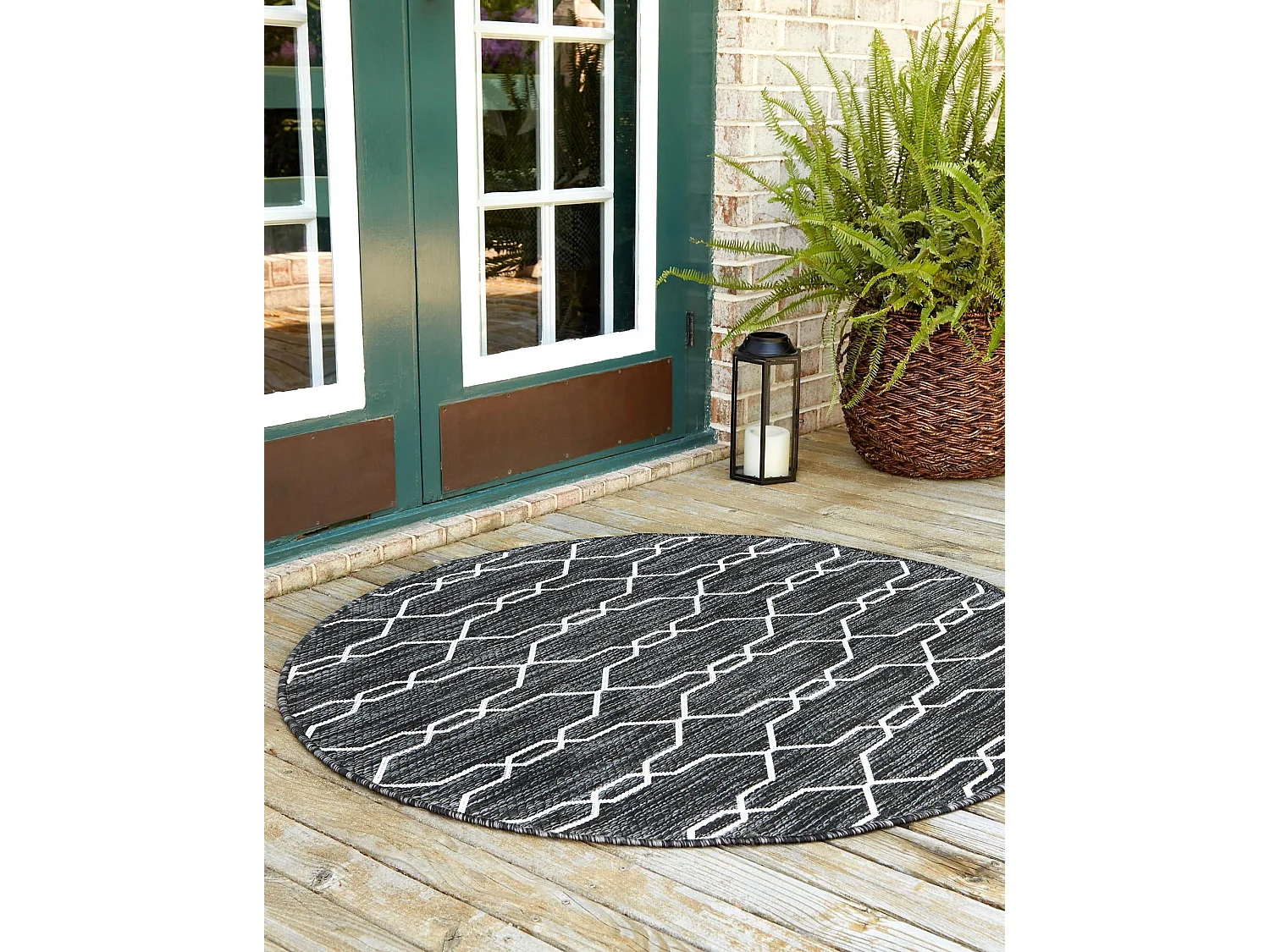 Tapis d'Extérieur 125x125 - Gris foncé - Tulum Fence