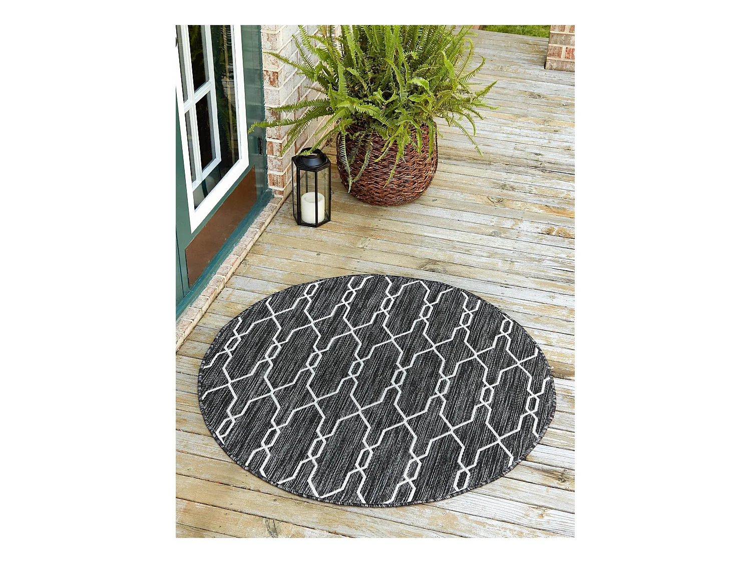 Outdoor Teppich 125x125 - Dunkelgrau - Tulum Fence