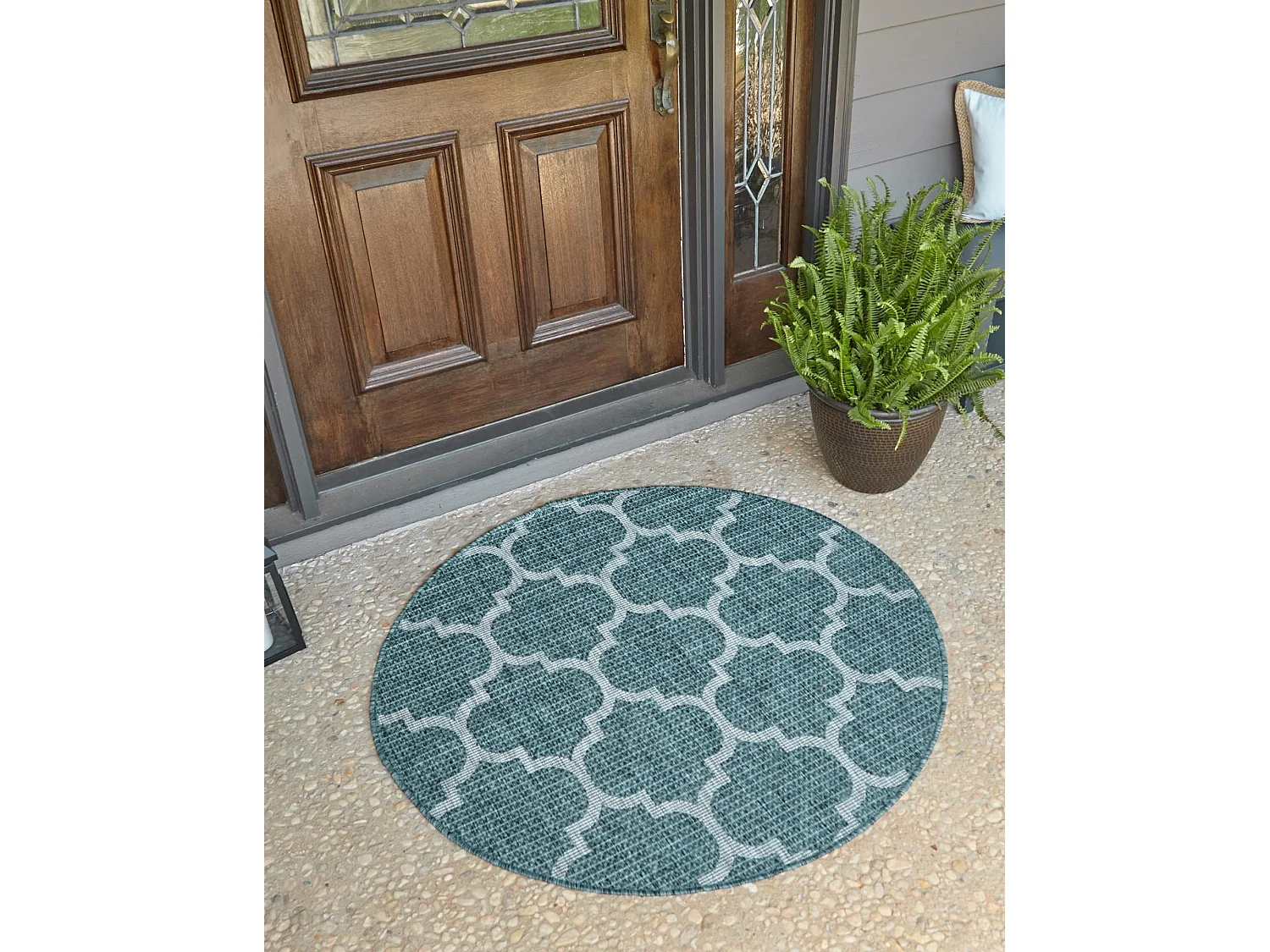 Tappeto da esterno 122x122 - Turchese - Tulum Clover