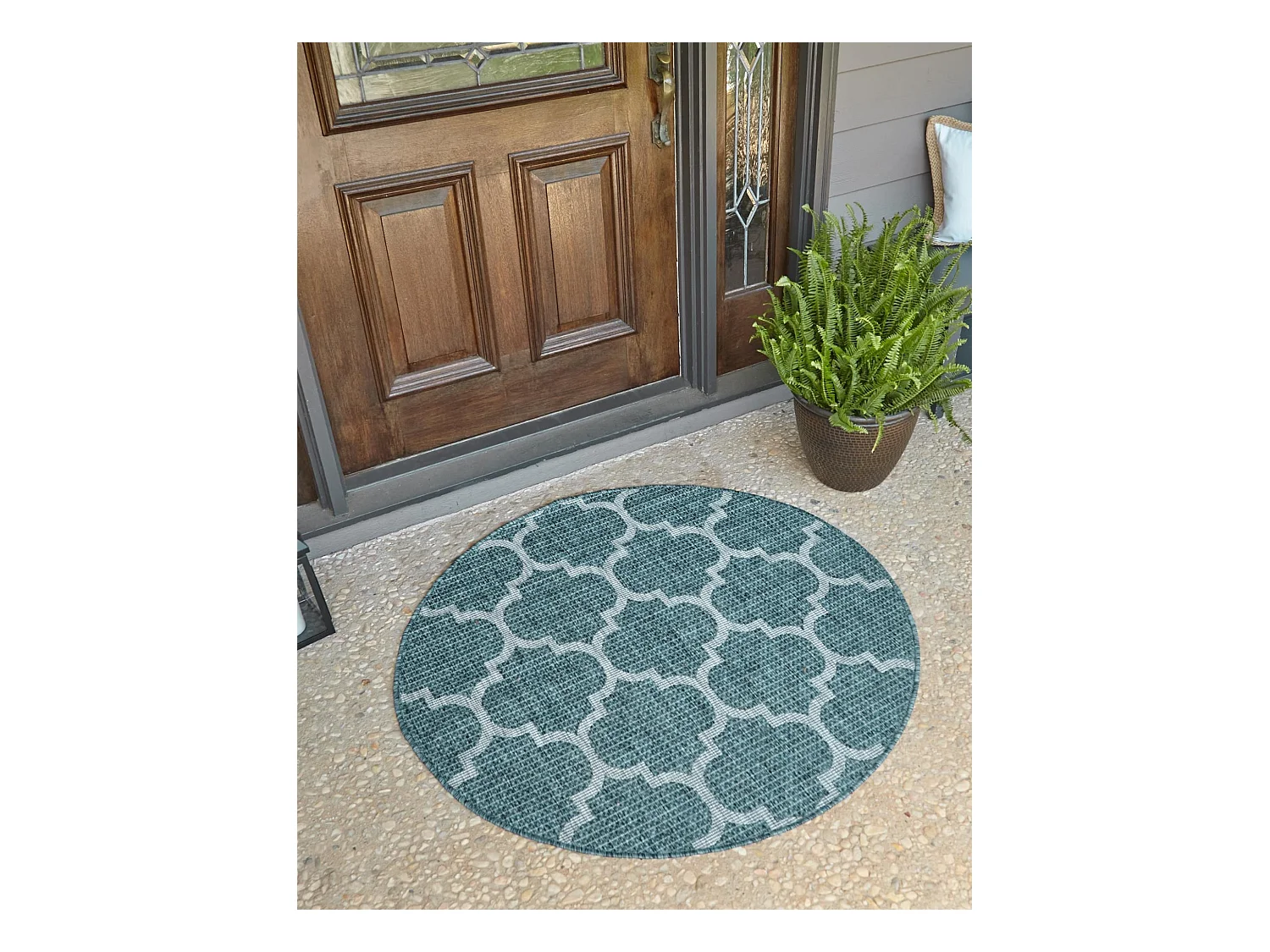 Tapis d'Extérieur 122x122 - Turquoise - Tulum Clover