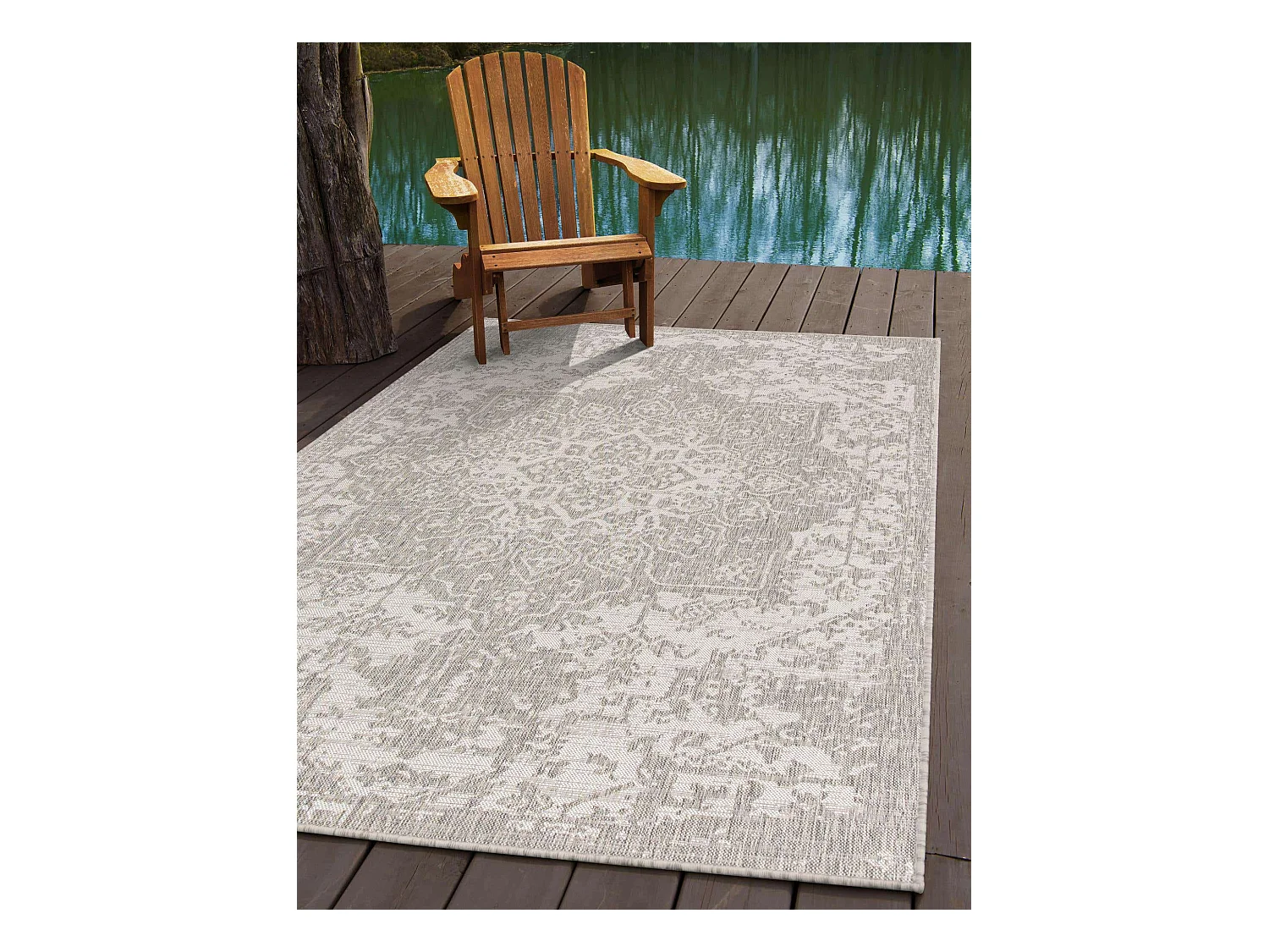 Tapis d'Extérieur 122x122 - Turquoise - Tulum Clover