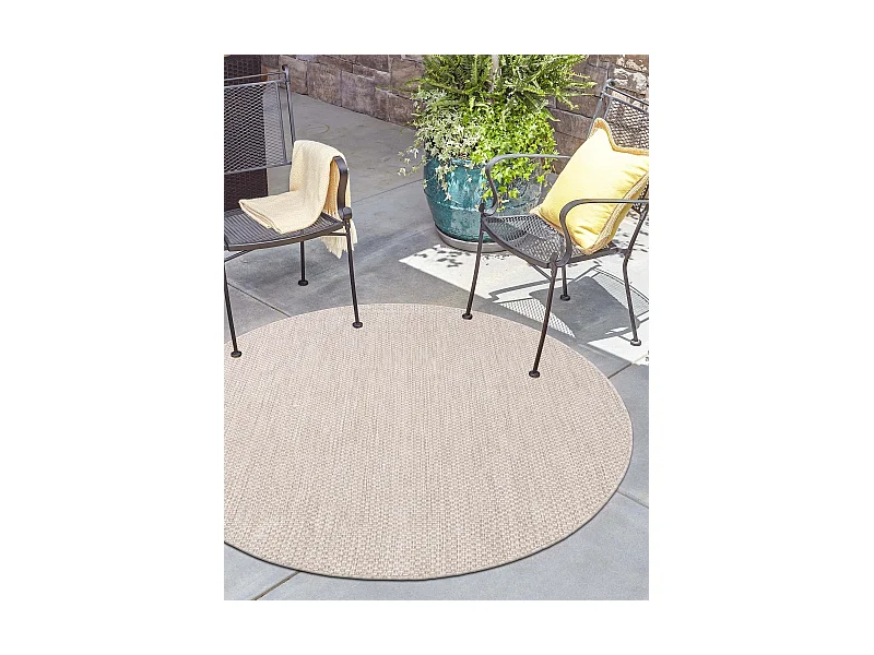 Outdoor Teppich 185x185 - Beige - Tulum Solid