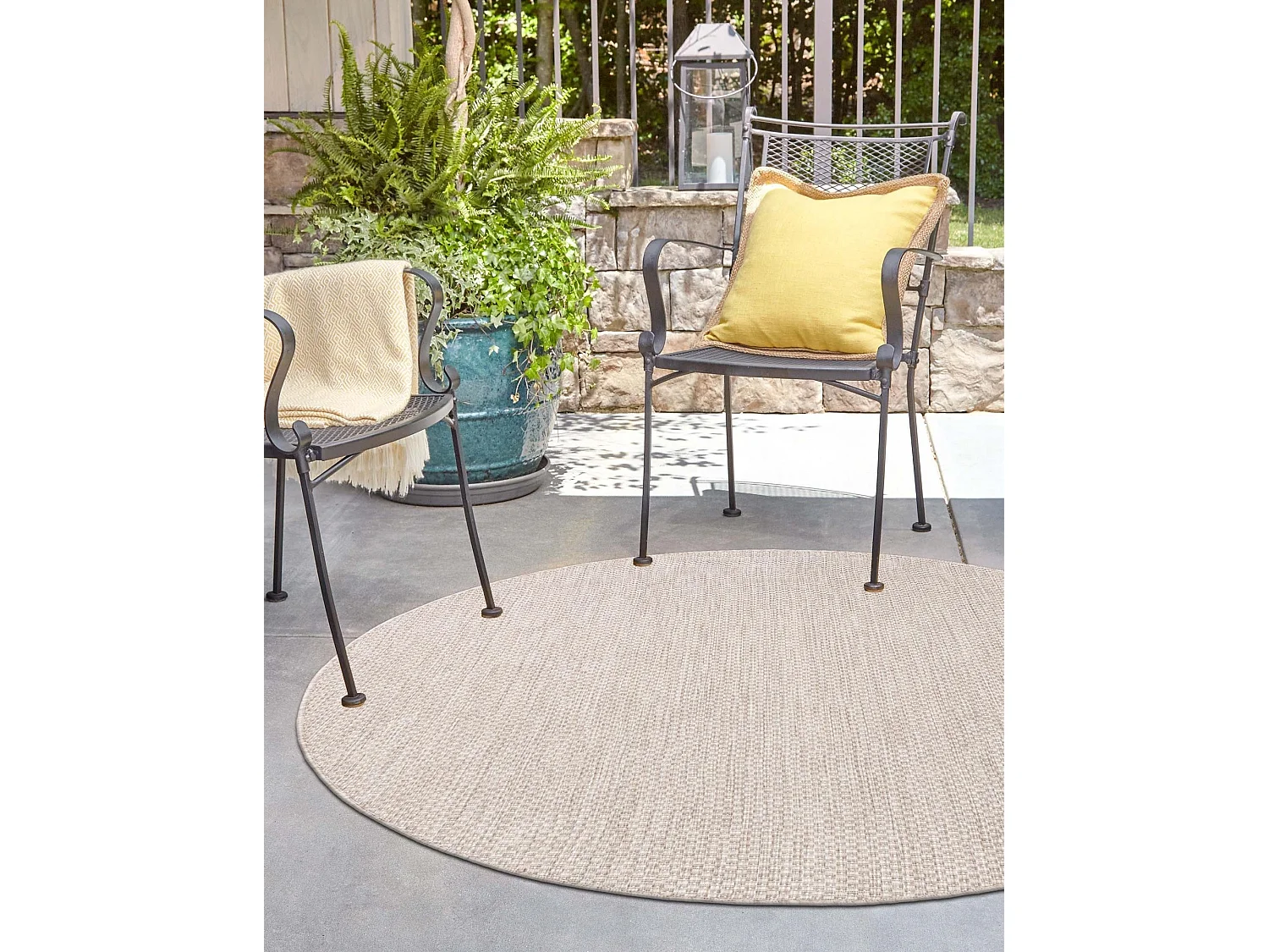 Outdoor Teppich 185x185 - Beige - Tulum Solid