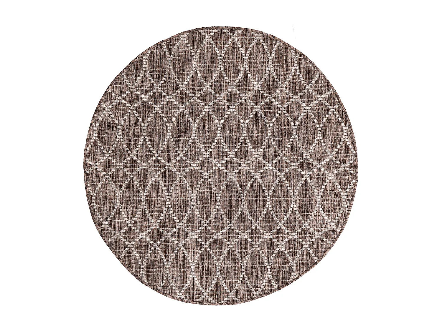 Outdoor Teppich 122x122 - Braun - Tulum Geometrical