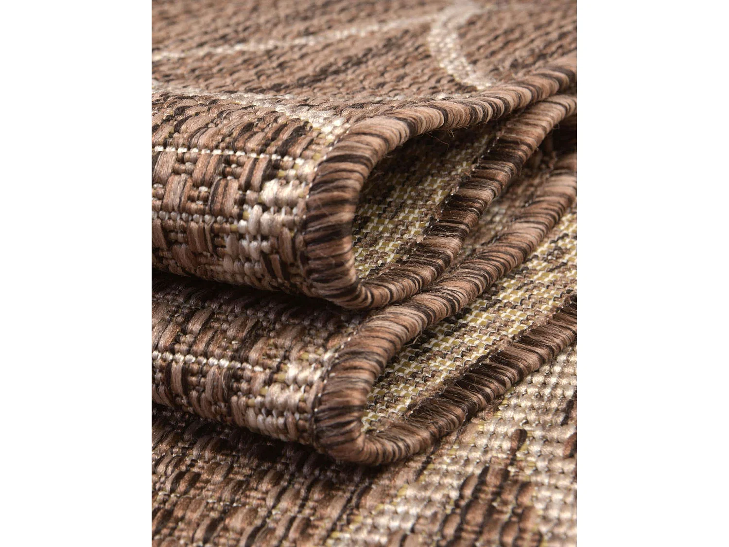 Outdoor Teppich 122x122 - Braun - Tulum Geometrical