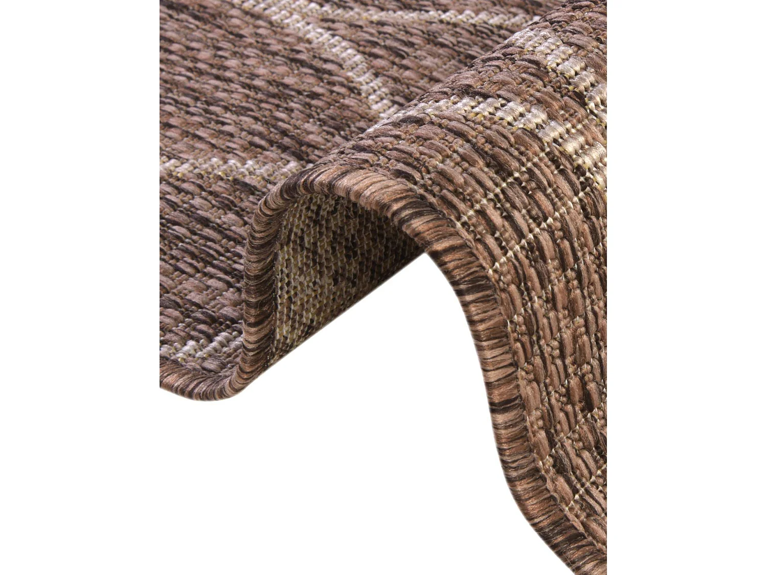 Outdoor Teppich 122x122 - Braun - Tulum Geometrical