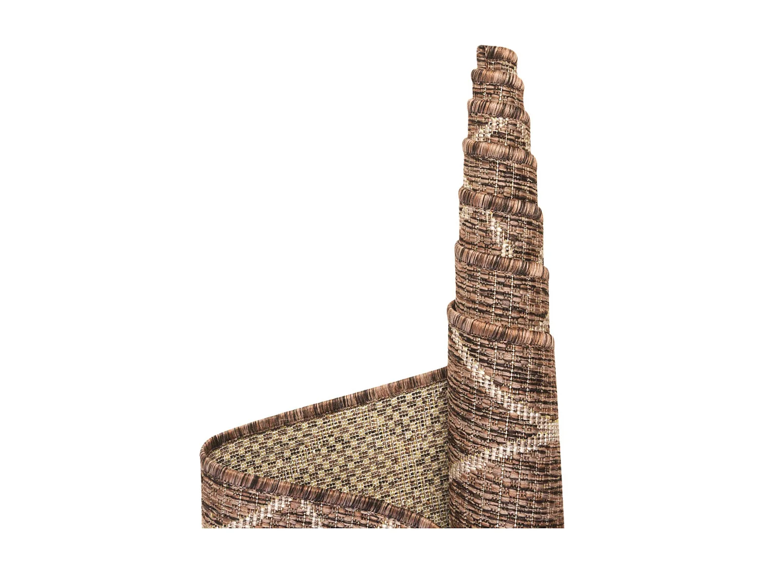 Outdoor Teppich 122x122 - Braun - Tulum Geometrical