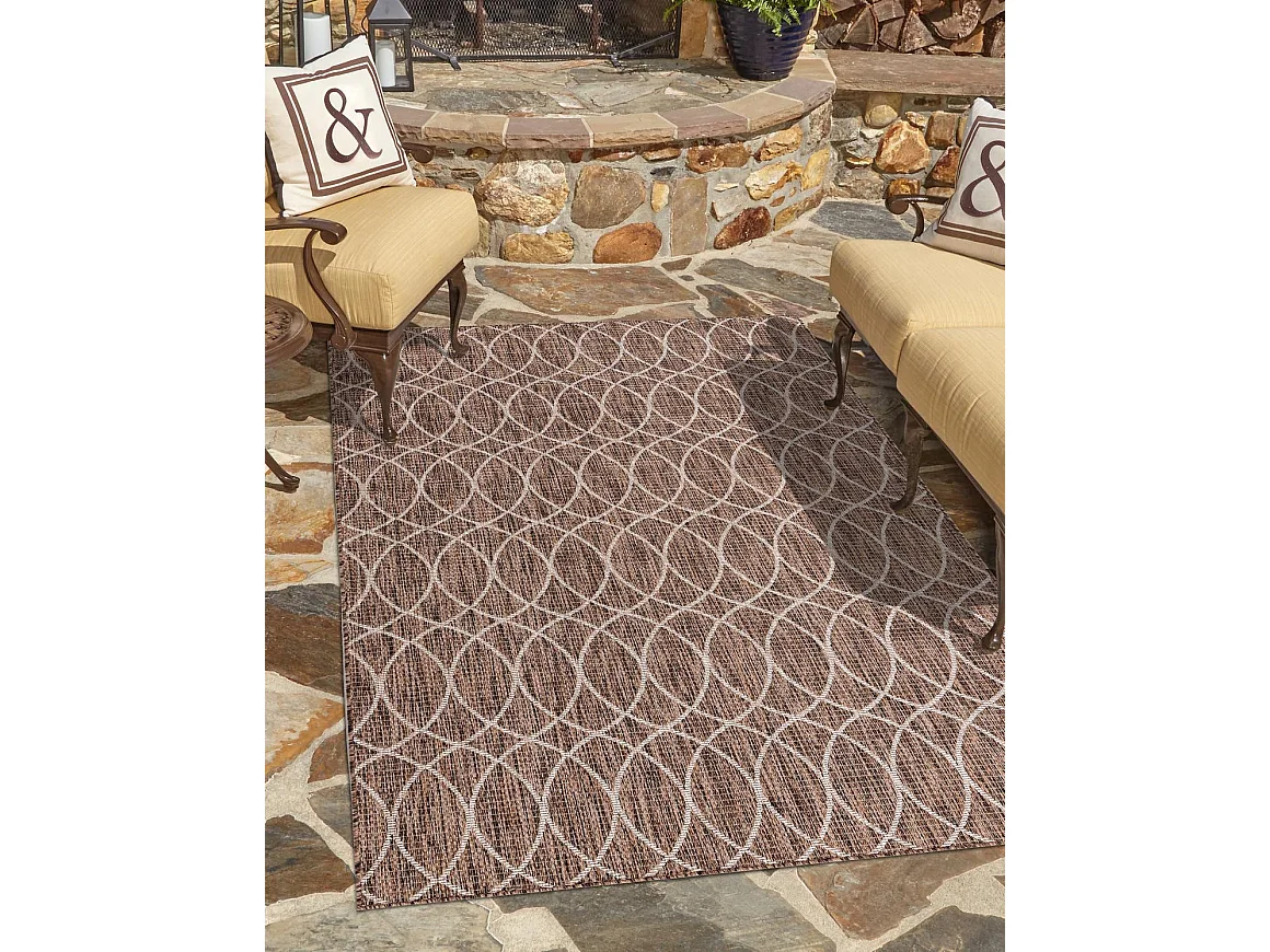 Outdoor Teppich 160x239 - Braun - Tulum Geometrical