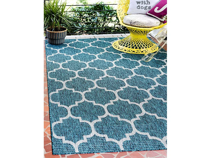 Outdoor Teppich 125x185 - Türkis - Tulum Clover