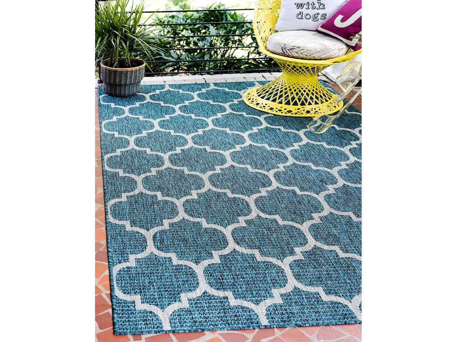 Tappeto da esterno 125x185 - Turchese - Tulum Clover