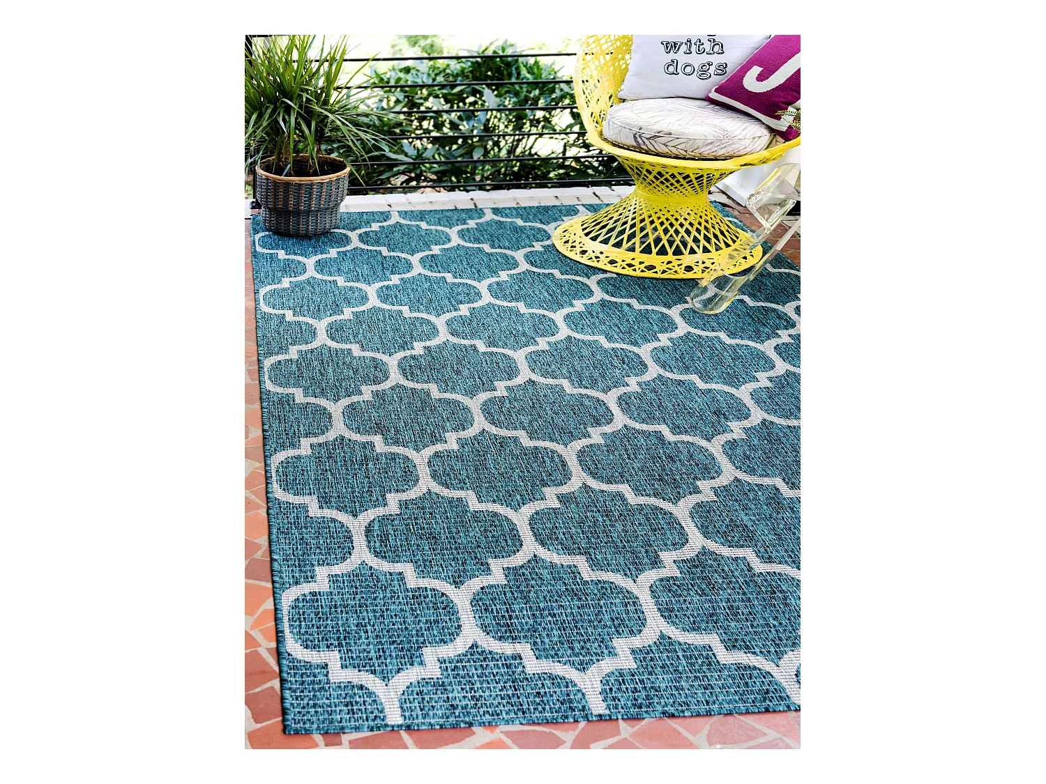 Outdoor Teppich 125x185 - Türkis - Tulum Clover