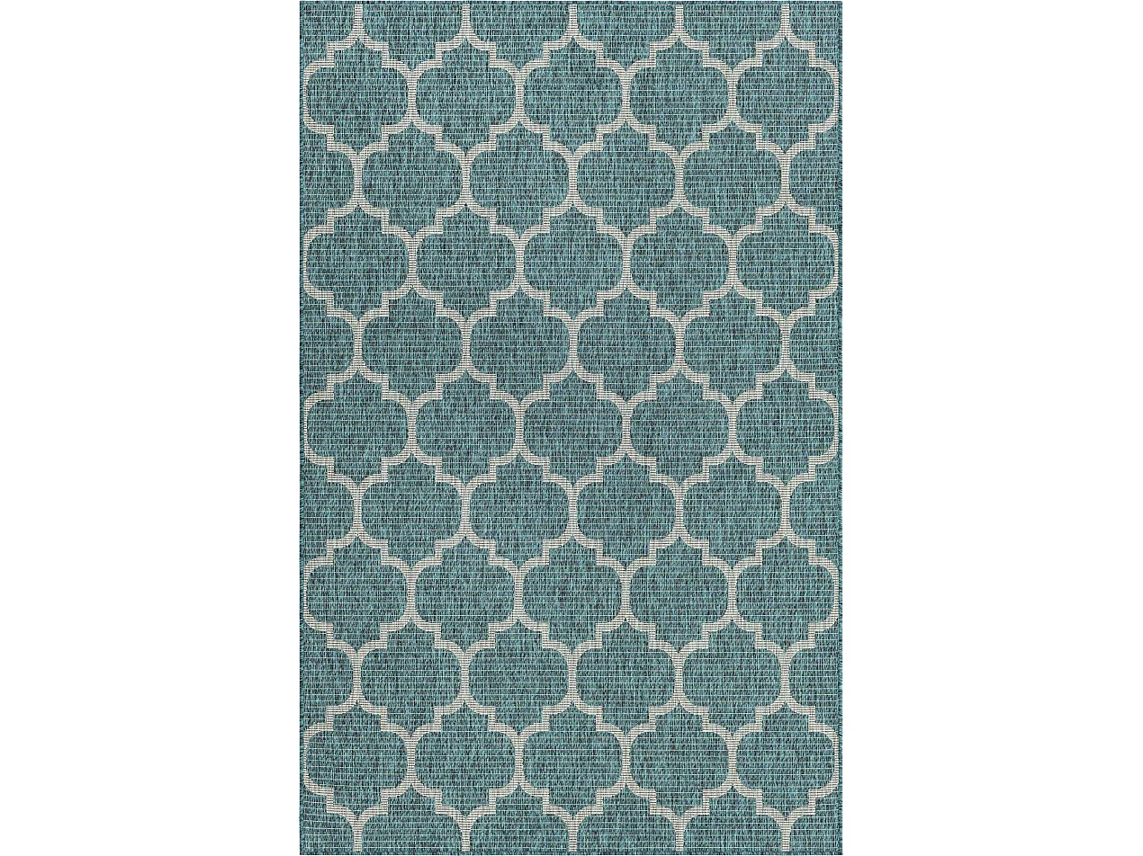 Tapis d'Extérieur 125x185 - Turquoise - Tulum Clover
