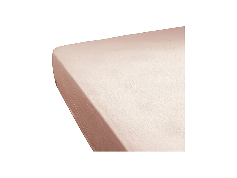 Drap housse 160 x 200 x 30 cm double gaze de coton rose - PEPA 3