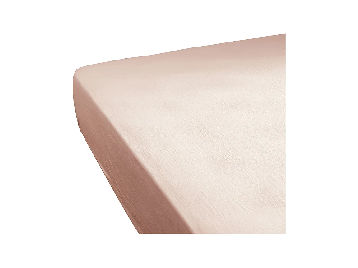 Drap housse 160 x 200 x 30 cm double gaze de coton rose - PEPA 3