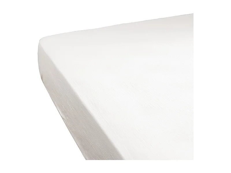 Drap housse 180 x 200 x 30 cm double gaze de coton blanc - PEPA 4