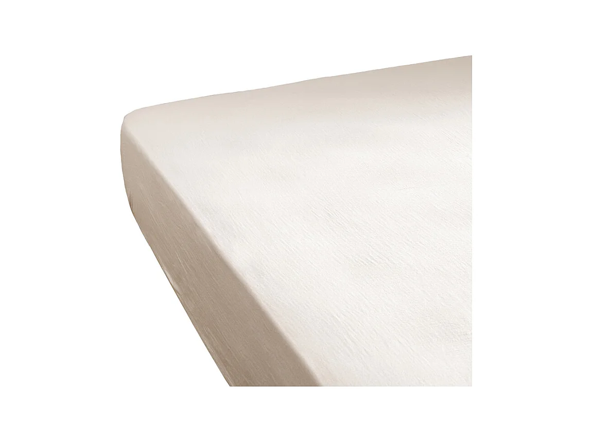 Drap housse 160 x 200 x 30 cm double gaze de coton écru - PEPA 3