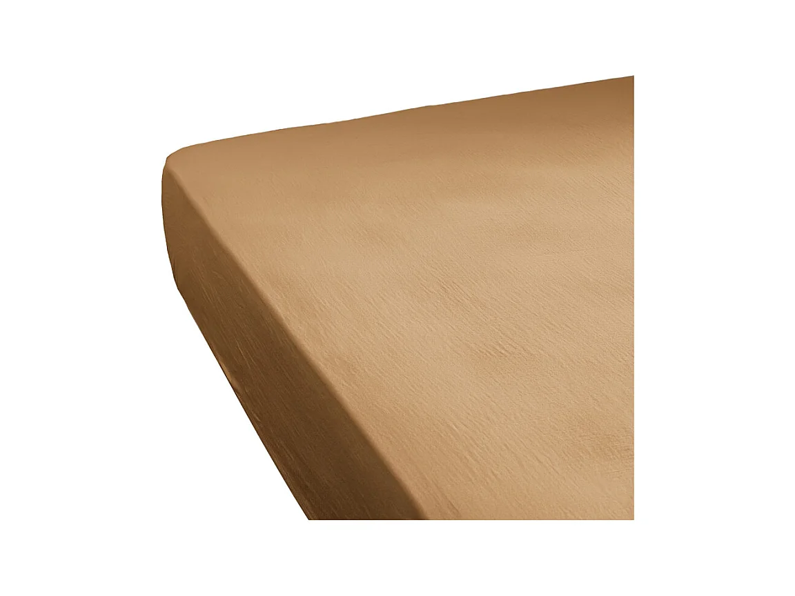 Drap housse 140 x 190 x 30 cm double gaze de coton camel - PEPA 2