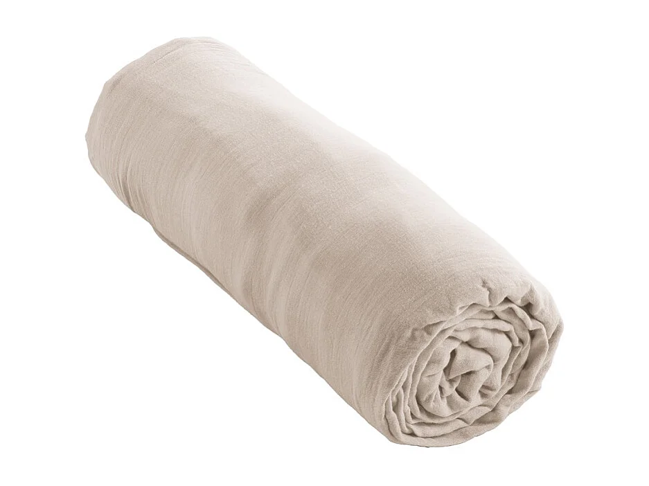 Drap housse 140 x 190 x 30 cm double gaze de coton écru - PEPA 2