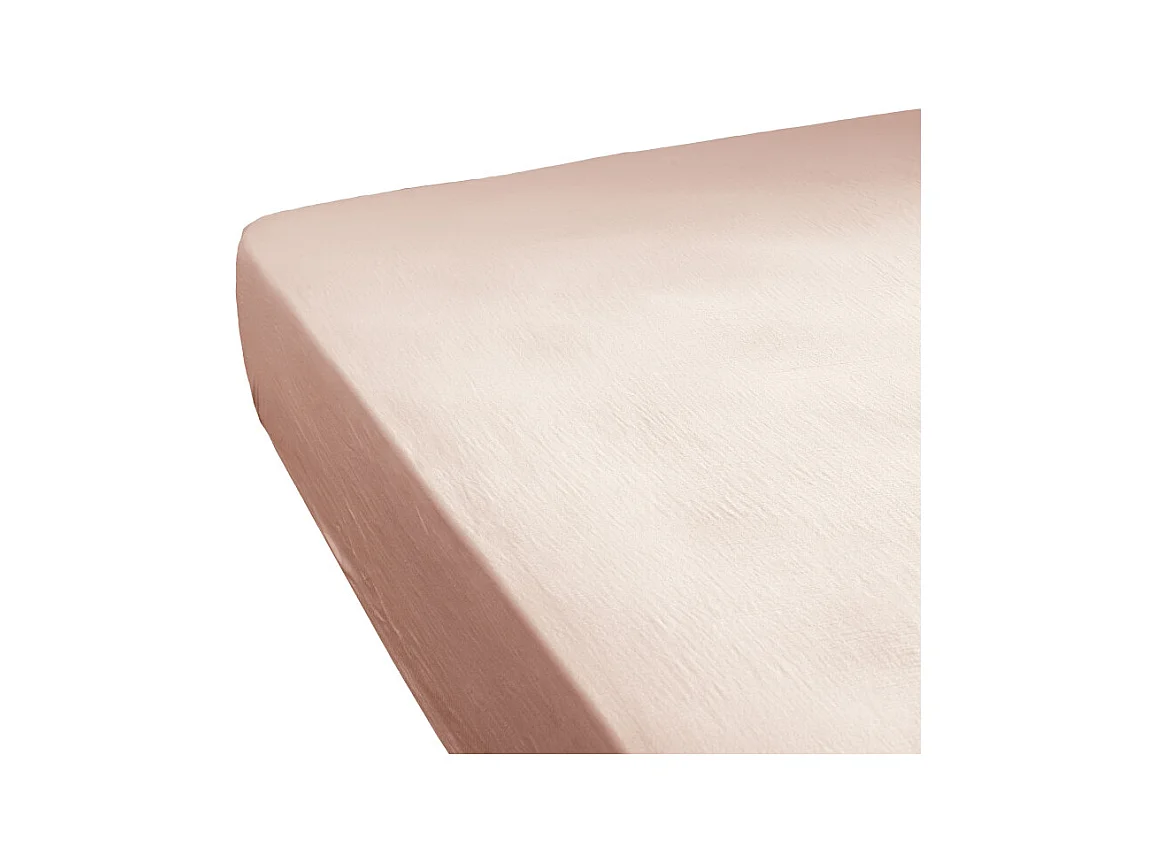 Drap housse 180 x 200 x 30 cm double gaze de coton rose - PEPA 4