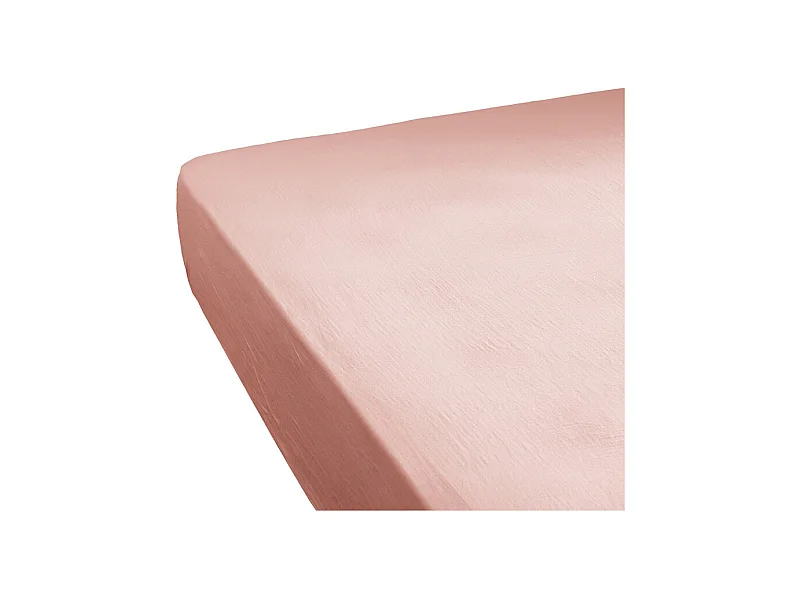 Drap housse 180 x 200 x 30 cm double gaze de coton pêche - PEPA 4