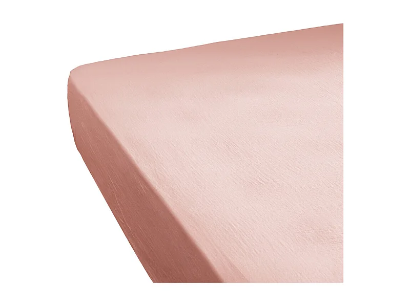 Drap housse 180 x 200 x 30 cm double gaze de coton pêche - PEPA 4