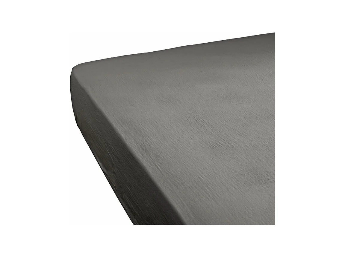 Drap housse 160 x 200 x 30 cm double gaze de coton gris - PEPA 3