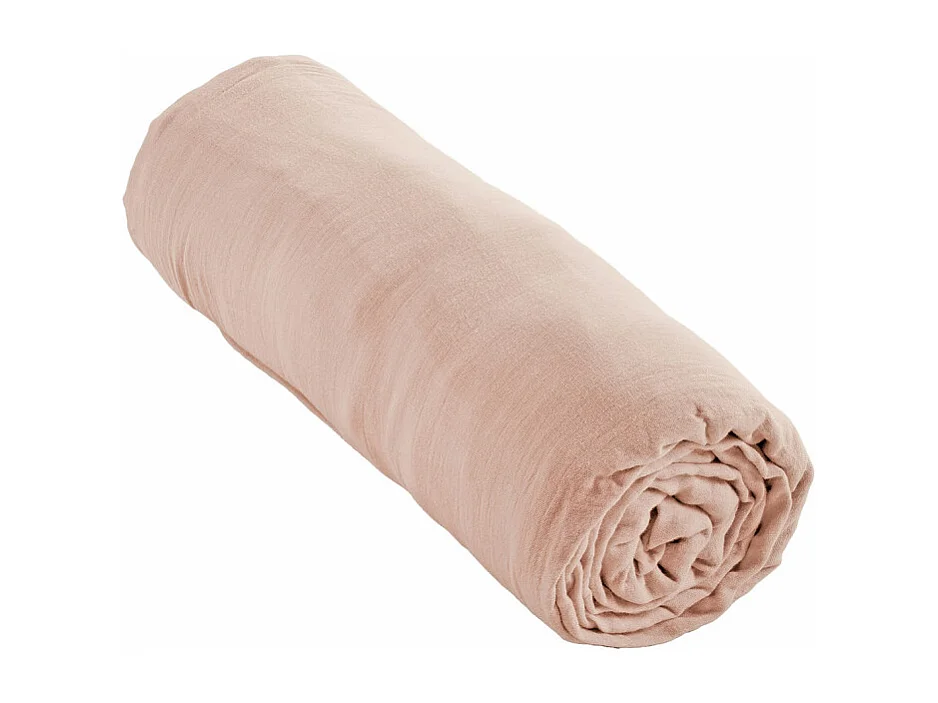 Drap housse 140 x 190 x 30 cm double gaze de coton rose - PEPA 2
