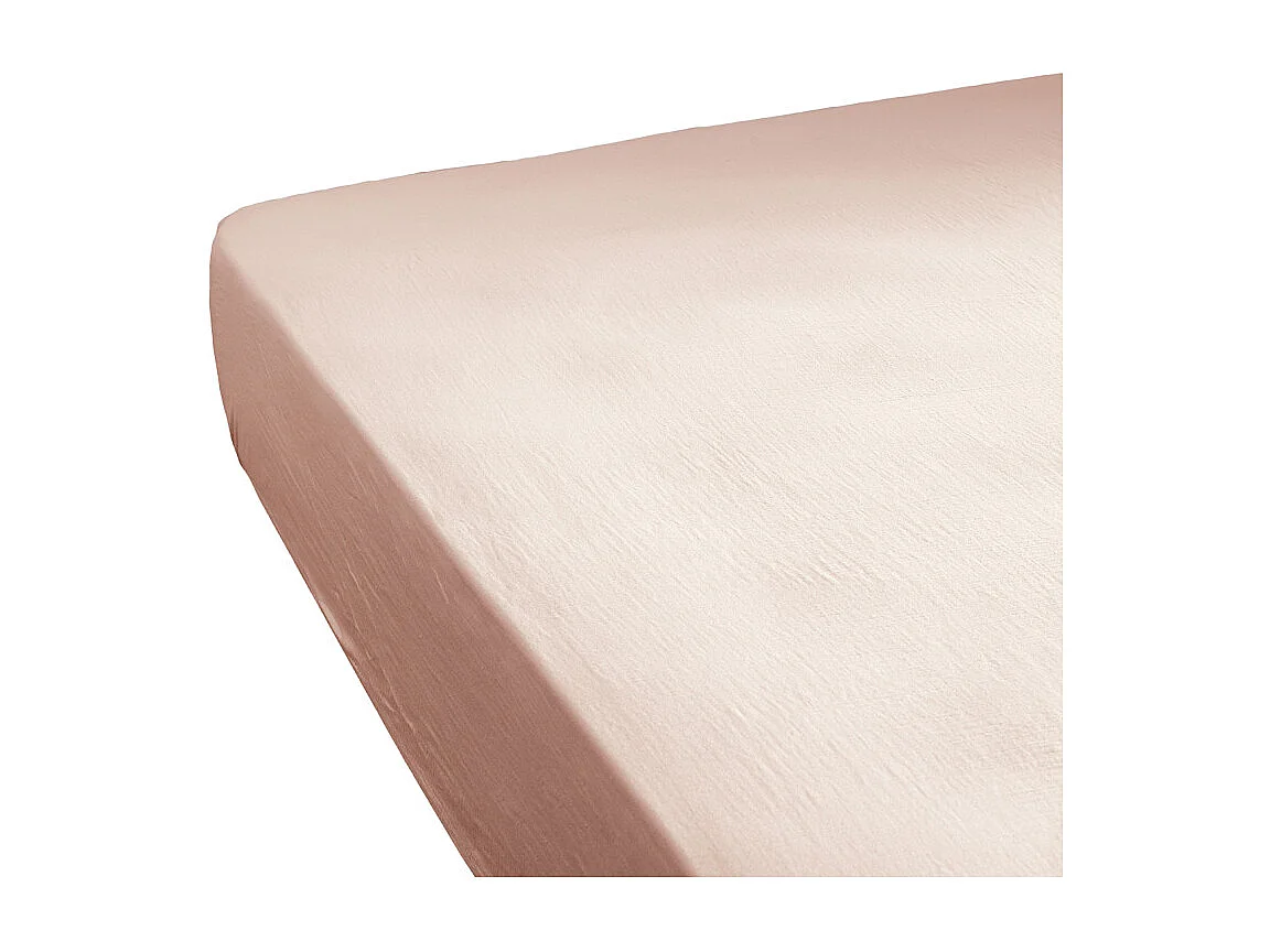 Drap housse 140 x 190 x 30 cm double gaze de coton rose - PEPA 2