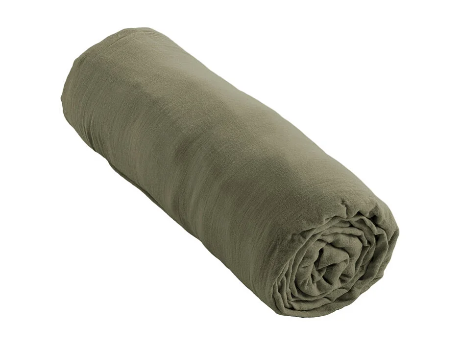 Drap housse 180 x 200 x 30 cm double gaze de coton vert - PEPA 4