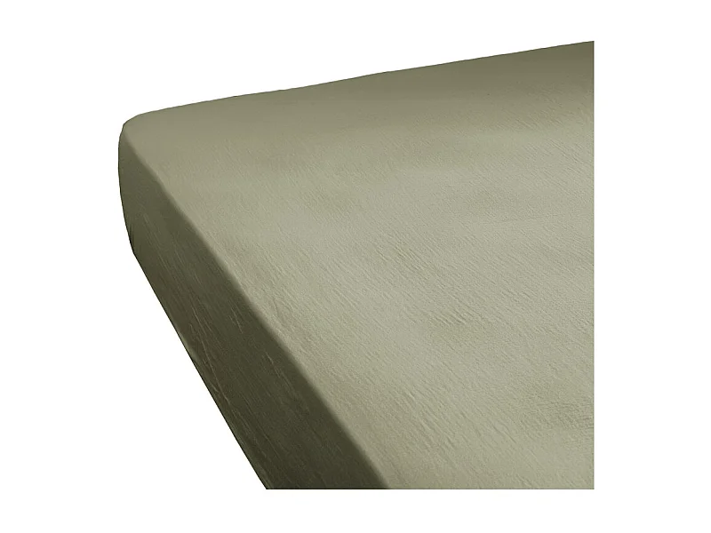 Drap housse 180 x 200 x 30 cm double gaze de coton vert - PEPA 4