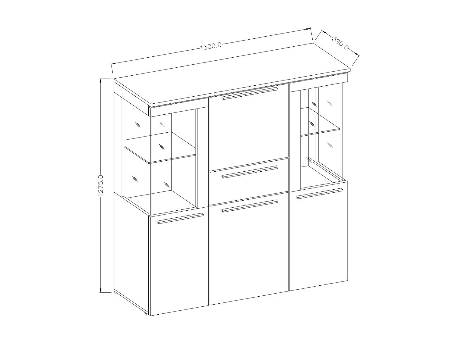 Buffet haut pour salon couleur blanc brillant collection BOMBAY