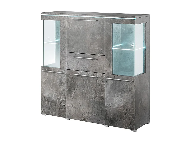 Hoge buffetkast voor woonkamer in leisteen grijs uit de BOMBAY collectie