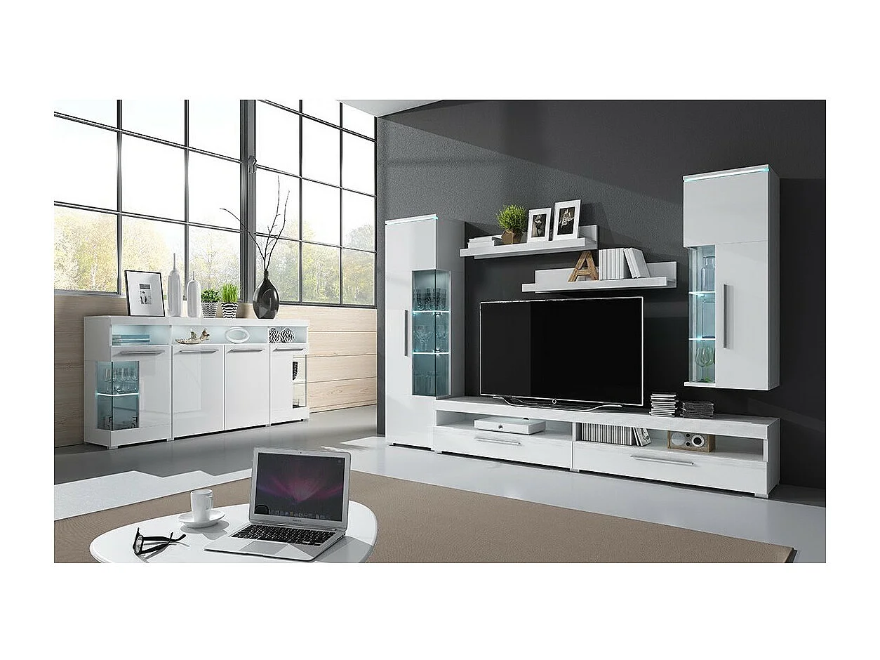 Buffet XL 180cm con 4 porte colore bianco lucido collezione BOMBAY