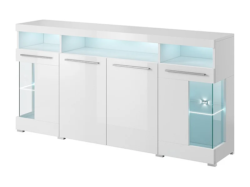 Buffet XL 180cm con 4 porte colore bianco lucido collezione BOMBAY