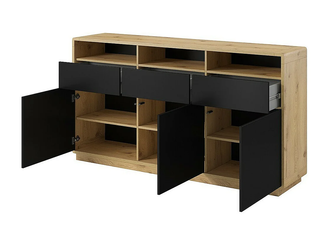 Credenza 180cm collezione VILLA. Colore quercia e nero.